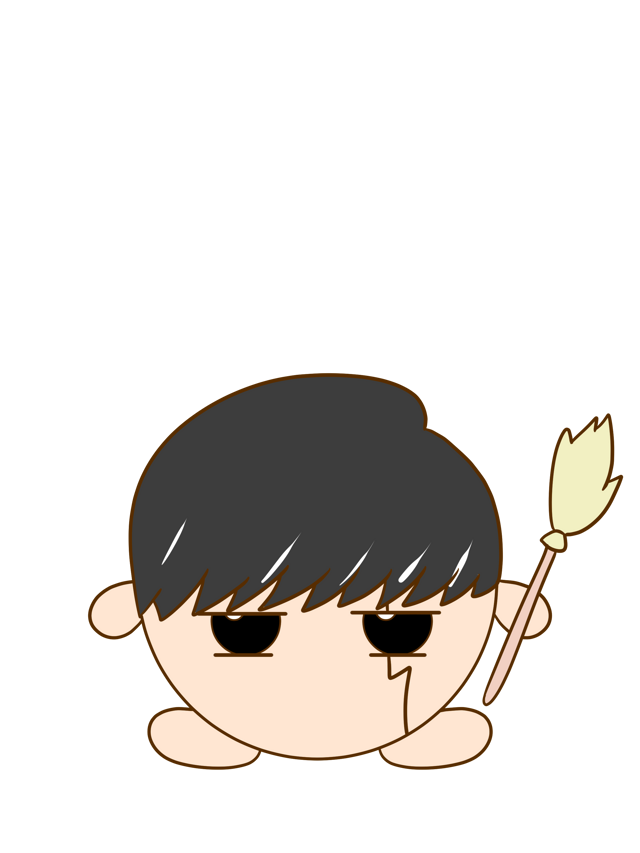 A Kirby style drawing of Mash from Mashle